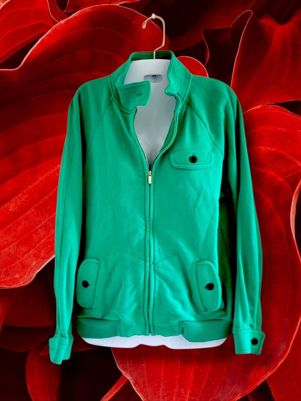 Liz Claiborne | Cute Vibrant Kelly Green Zip-Up Casual Sweater Jacket (SIZE M)